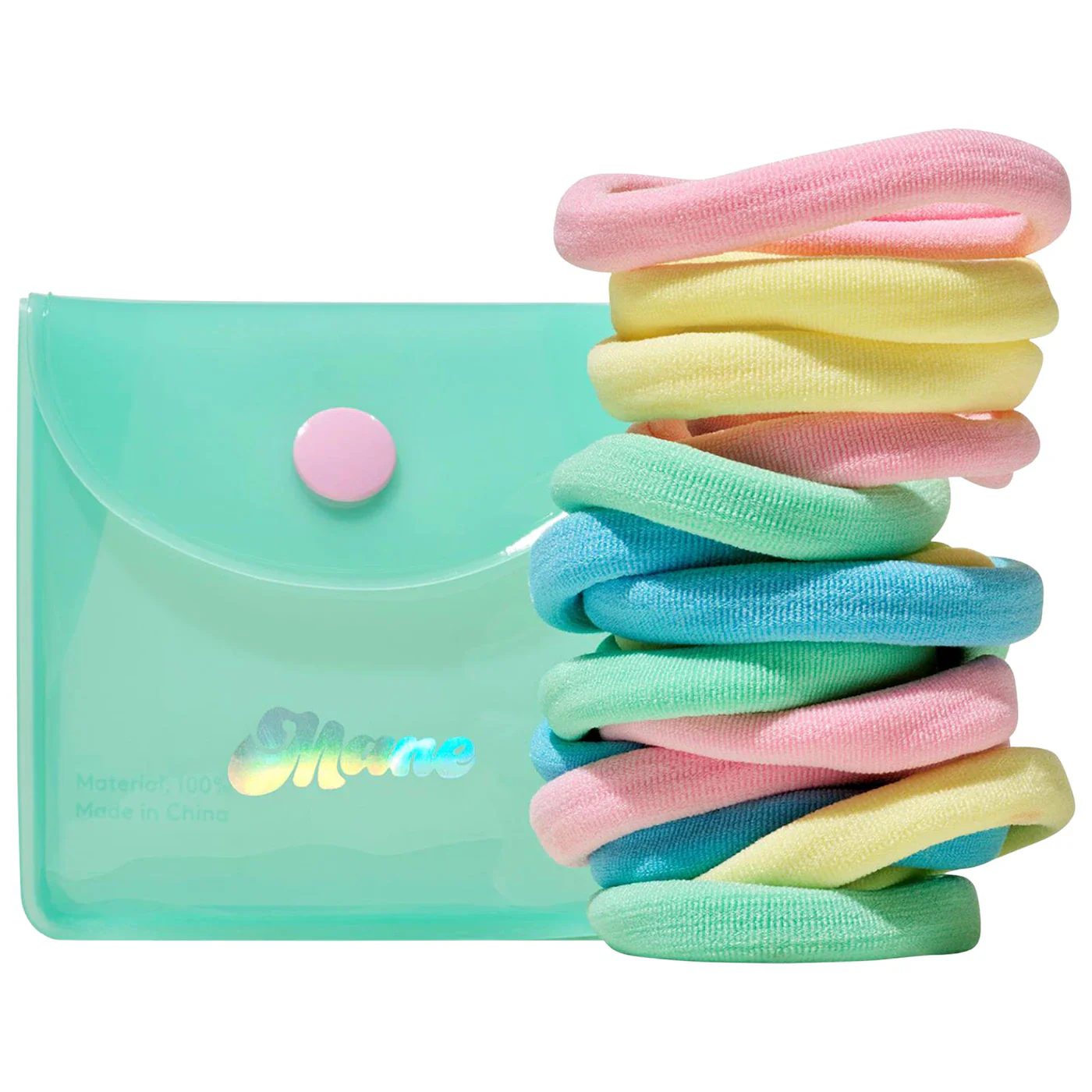 Rainbow Fabric Hair Ties and Case (12-piece)